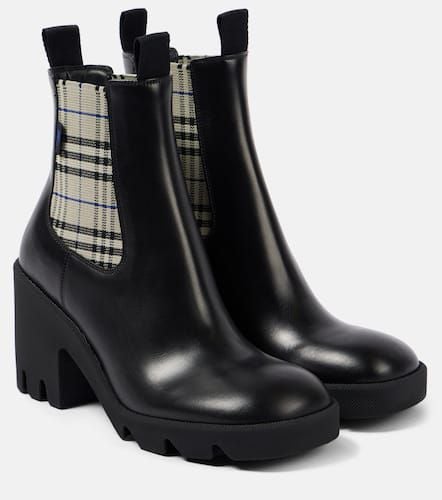 Botas chelsea de piel con Check - Burberry - Modalova