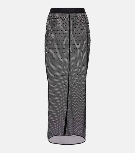 Crystal-embellished mesh midi skirt - Alessandra Rich - Modalova