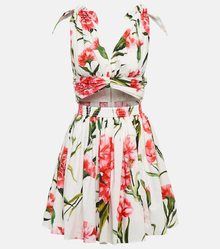 Vestido en popelín de algodón floral - Dolce&Gabbana - Modalova