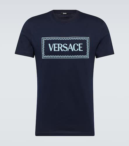 T-shirt in jersey di cotone con logo - Versace - Modalova