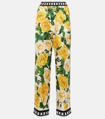 Pantalones anchos de seda floral - Dolce&Gabbana - Modalova