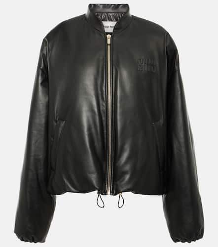 Miu Miu Leather bomber jacket - Miu Miu - Modalova