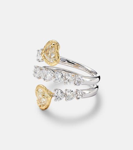 Anello Yellow Heart in oro bianco 18kt con diamanti - Kamyen - Modalova