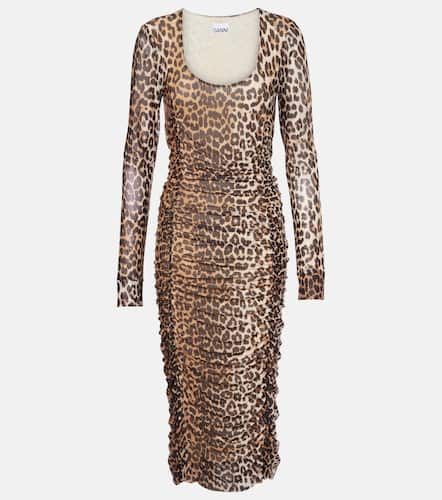 Robe midi en résille à motif léopard - Ganni - Modalova