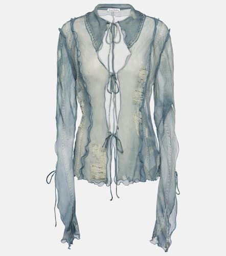 Distressed printed sheer top - Acne Studios - Modalova