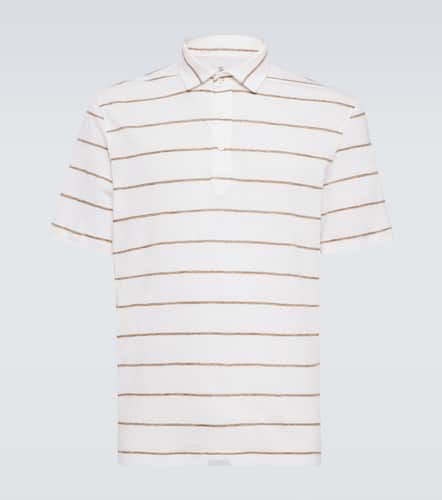Striped linen and cotton polo shirt - Brunello Cucinelli - Modalova