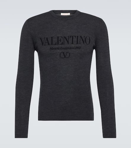 Pullover lana vergine con logo - Valentino - Modalova