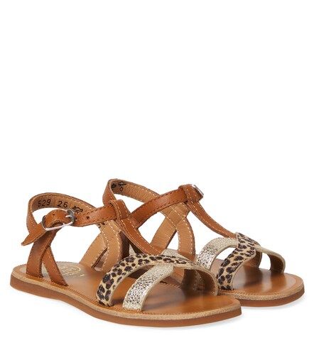 Plagette leopard-print leather sandals - Pom d'Api - Modalova