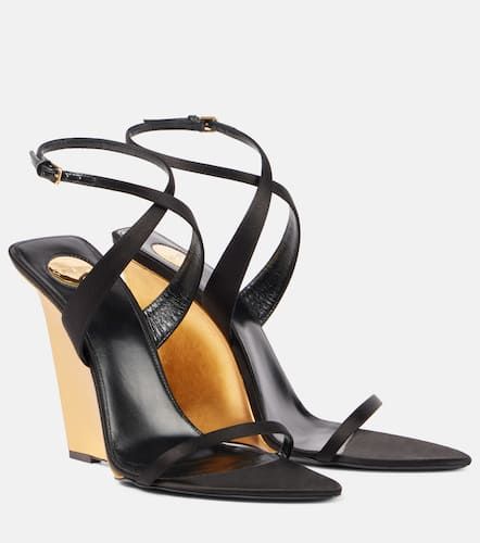 SalomÃ© 110 crÃªpe satin wedge sandals - Saint Laurent - Modalova