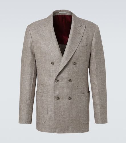 Blazer cruzado de lino, lana y seda - Brunello Cucinelli - Modalova