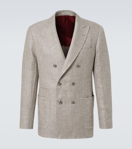 Blazer doppiopetto in lino, lana e seta - Brunello Cucinelli - Modalova