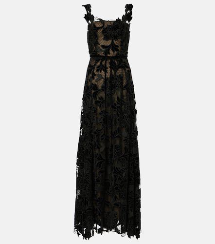 Guipure lace-trimmed velvet gown - Oscar de la Renta - Modalova