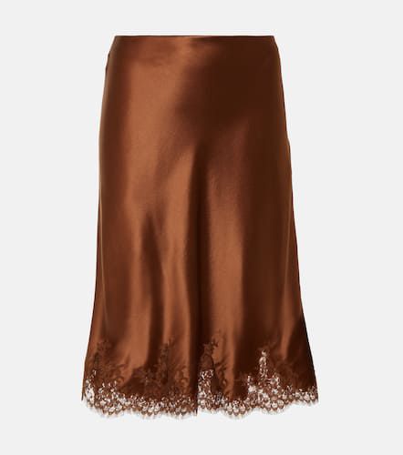 Minifalda de satén de seda con encaje - Saint Laurent - Modalova