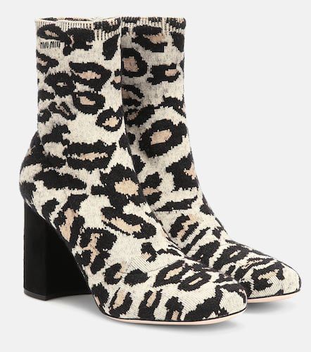 Leopard-print jacquard ankle boots - Miu Miu - Modalova