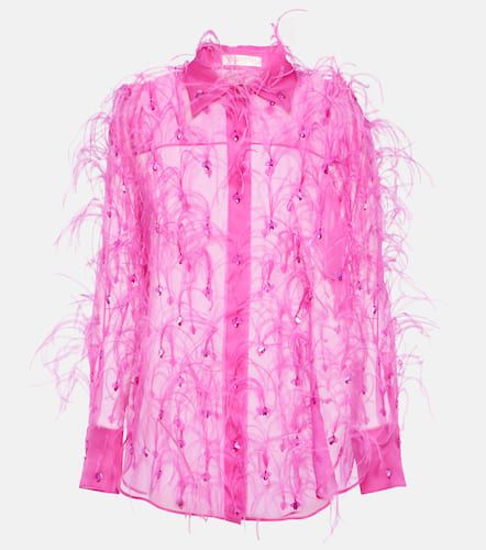 Bestickte Bluse aus Seidenorganza mit Federn - Valentino - Modalova