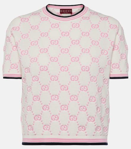 T-shirt in jacquard di cotone GG - Gucci - Modalova