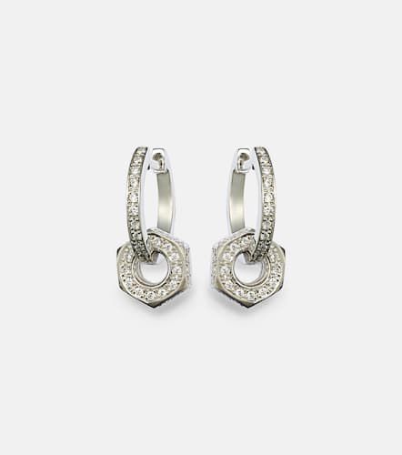 Nut 18kt white gold hoop earrings with diamonds - Ileana Makri - Modalova