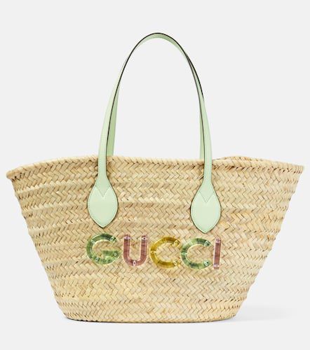 Bolso cesta Small de rafia con logo - Gucci - Modalova