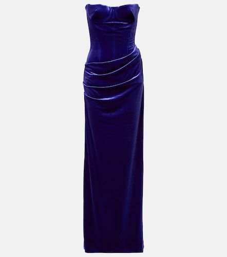 Draped velvet bustier gown - Alex Perry - Modalova