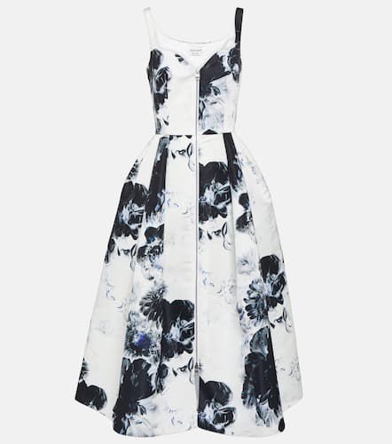 Printed polyfaille midi dress - Alexander McQueen - Modalova