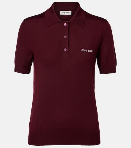 Miu Miu Polo in lana con logo - Miu Miu - Modalova