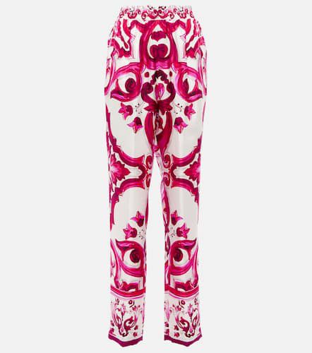 Pantalones rectos en sarga de seda - Dolce&Gabbana - Modalova