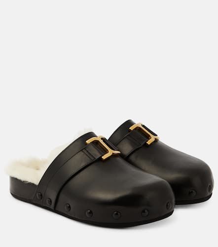 Chloé Marcie leather and shearling slippers - Chloe - Modalova