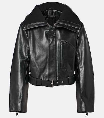 Chaqueta biker de piel cropped - Victoria Beckham - Modalova