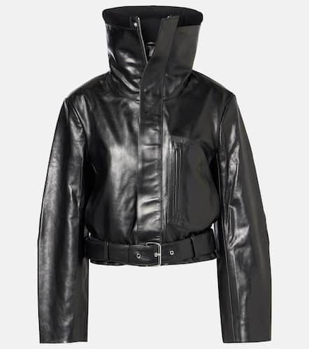 Cropped belted leather biker jacket - Victoria Beckham - Modalova