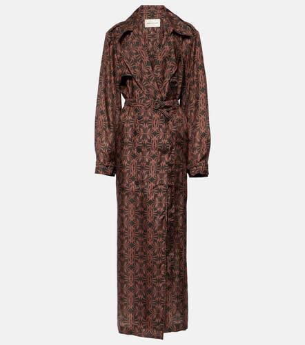 Printed silk satin trench coat - Dries Van Noten - Modalova