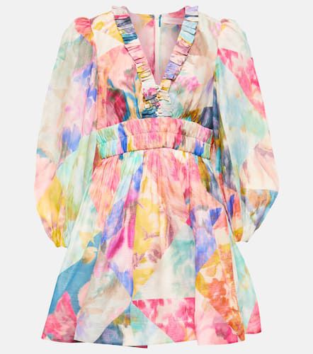 Vestido corto de lino y seda floral - Zimmermann - Modalova