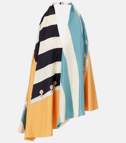Printed asymmetric halterneck silk top - Loewe - Modalova