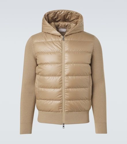 Tricot down-paneled virgin wool cardigan - Moncler - Modalova
