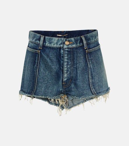 Frayed low-rise denim shorts - Saint Laurent - Modalova