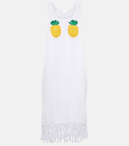 Pineapple Mesh fringed crochet cotton minidress - Anna Kosturova - Modalova