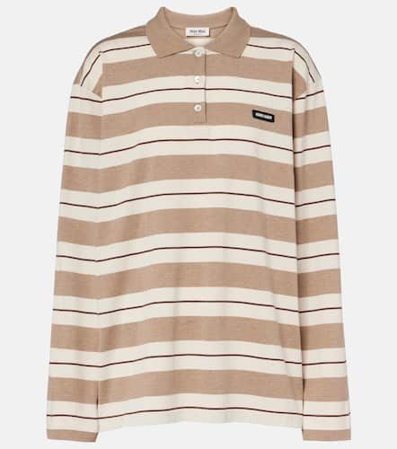 Logo striped cotton jersey polo shirt - Miu Miu - Modalova
