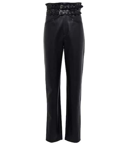 Faux-leather high-rise straight pants - Philosophy di Lorenzo Serafini - Modalova