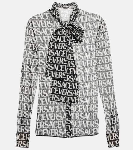 Versace Camisa de seda con logo - Versace - Modalova