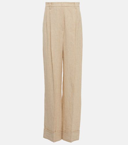 High-rise wide-leg linen pants - Brunello Cucinelli - Modalova
