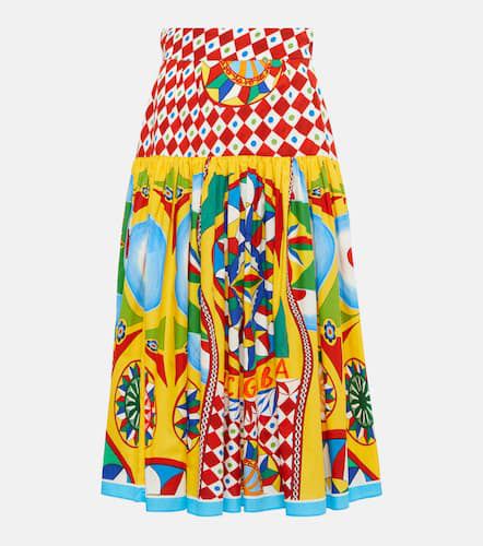 Falda midi de algodón estampada plisada - Dolce&Gabbana - Modalova
