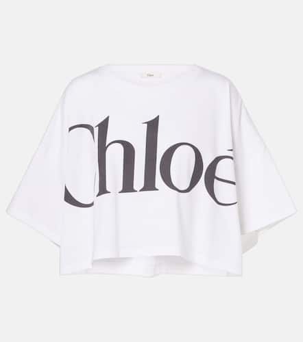 Logo cropped cotton jersey T-shirt - Chloe - Modalova