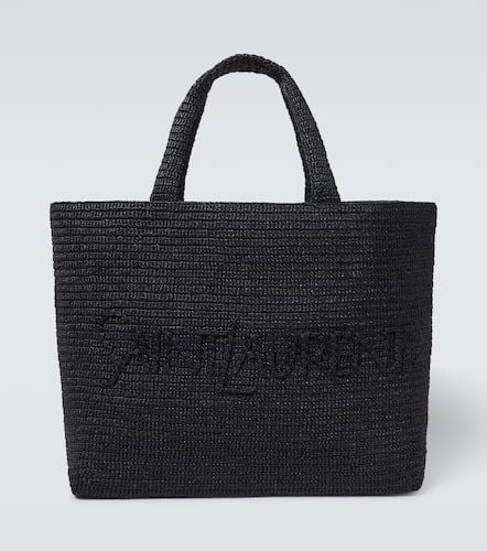 Logo embroidered raffia tote bag - Saint Laurent - Modalova