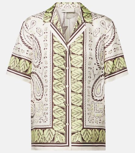 Camisa bowling de satén de seda estampada - Tory Burch - Modalova
