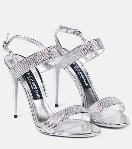 Verzierte Sandalen aus Metallic-Leder - Dolce&Gabbana - Modalova