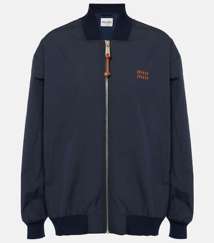 Chaqueta bomber de mezcla de algodón con logo - Miu Miu - Modalova