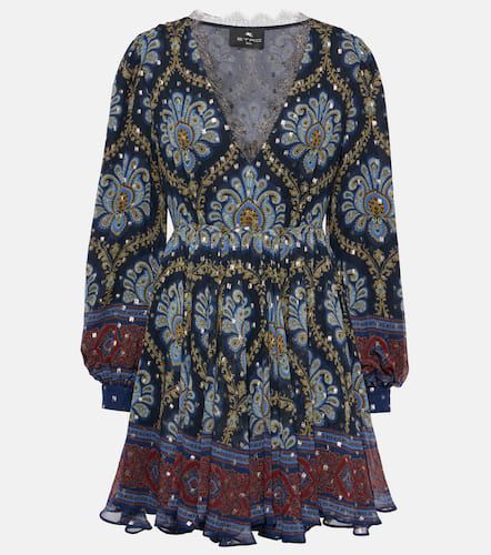 Balloon-sleeve silk jacquard minidress - Etro - Modalova