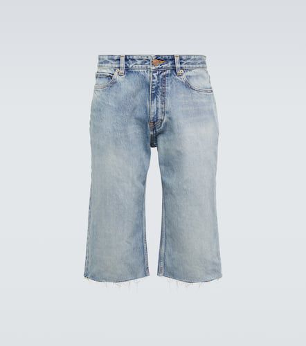 BALENCIAGA Straight-Leg Distressed Printed Denim Shorts for Men