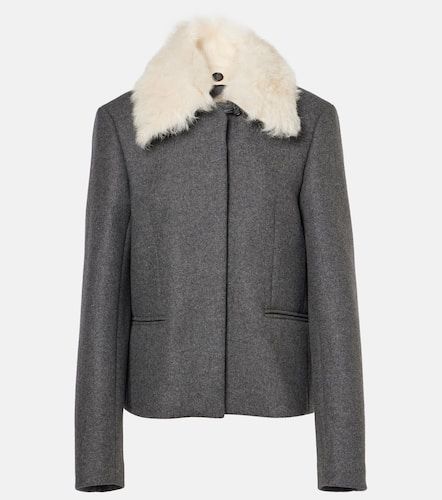 Shearling-trimmed wool-blend jacket - Toteme - Modalova