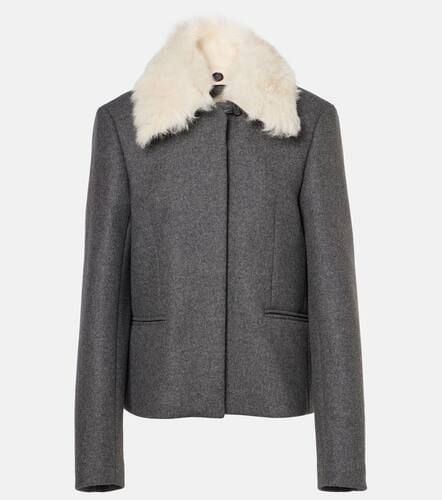 Shearling-trimmed wool-blend jacket - Toteme - Modalova