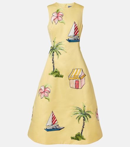 Beaded patch-applique midi dress - Leo Lin - Modalova